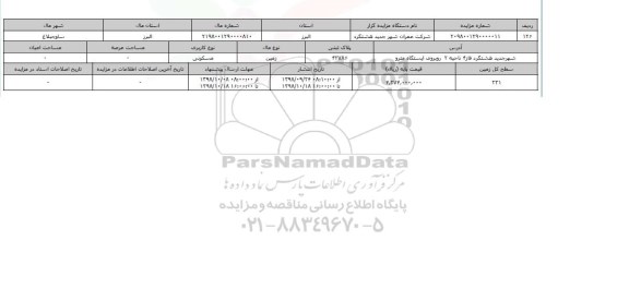 مزایده مزایده زمین مسکونی پلاک ثبتی 42786