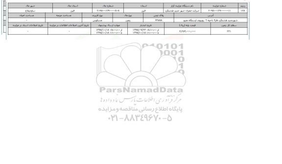 مزایده مزایده زمین مسکونی پلاک ثبتی 42788