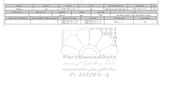 مزایده مزایده زمین مسکونی پلاک ثبتی 42790