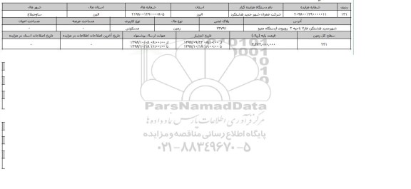 مزایده مزایده زمین مسکونی پلاک ثبتی 42791