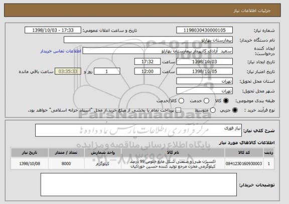 استعلام نیاز فوری