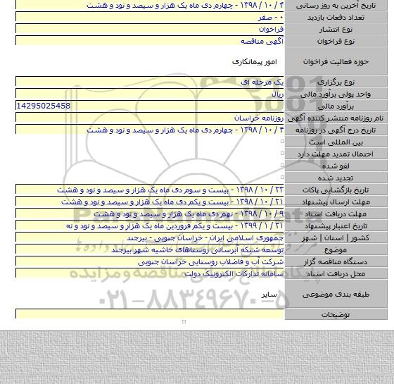 توسعه شبکه آبرسانی روستاهای حاشیه شهر بیرجند