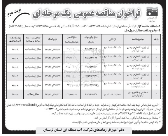 فراخوان مناقصه عمومی , مناقصه بازسای ایستگاههای هیدرومتری ... نوبت دوم 
