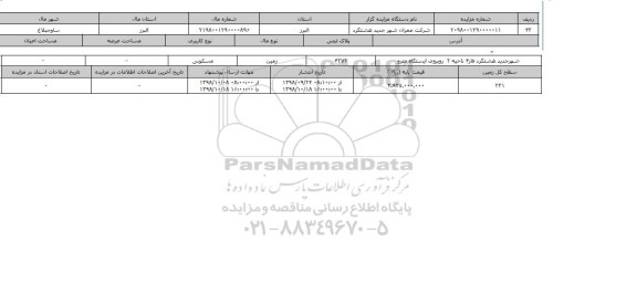 مزایده مزایده زمین مسکونی پلاک ثبتی 4272
