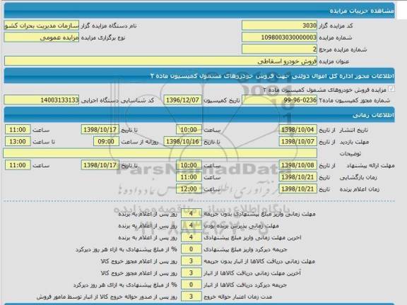 مزایده فروش خودرو اسقاطی
