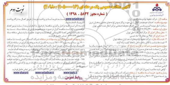 مناقصه، مناقصه احداث حوضچه و کانال بتنی جهت روکار نمودن لوله های مدفون و مخازن دربن ...نوبت دوم 