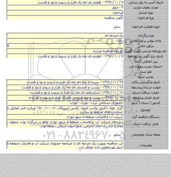 خرید لوله داکتیل یکسر تایتون یکسر اسپیکات ۸۰، ۱۰۰، ۱۵۰ میلی¬متر مطابق با استانداردهای مربوطه و ساخت