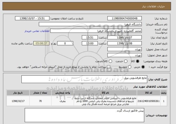 استعلام مایع ظرفشویی پریل