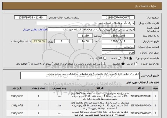 استعلام تابلو برق بارانی 132 کیلووات /55 کیلووات / 75 کیلووات راه اندازی بروش ستاره مثلث