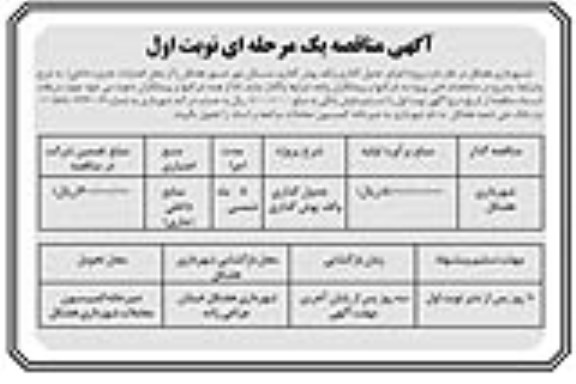 مناقصه، مناقصه پروژه اجرای جدول گذاری و کف پوش گذاری مسکن مهر 