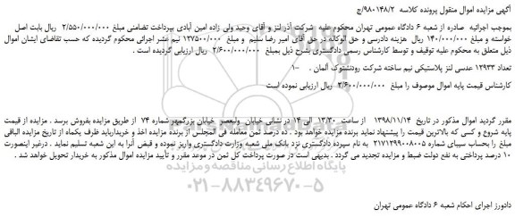مزایده، مزایده فروش تعداد 12933 عدسی لنز پلاستیکی نیم ساخته