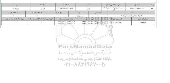 مزایده مزایده زمین سطح کل 1926.32