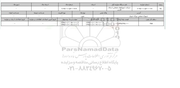 مزایده مزایده  زمین سطح کل 455