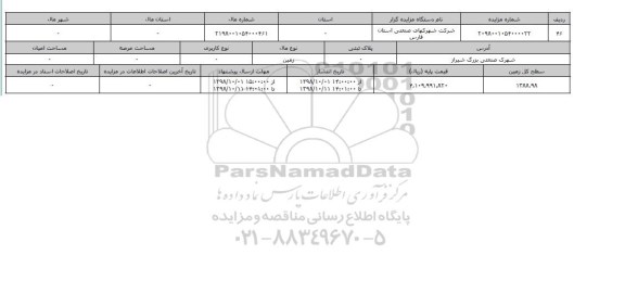 مزایده مزایده زمین سطح کل 1388.98