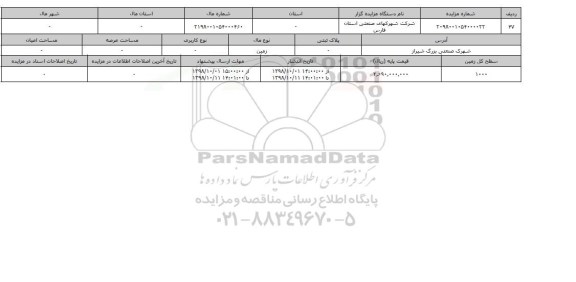 مزایده مزایده زمین سطح کل 1000