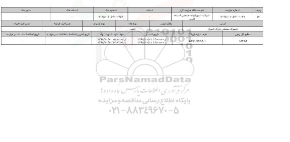 مزایده مزایده  زمین سطح کل 1849.2