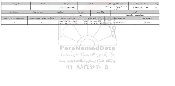 مزایده , مزایده زمین مساحت 5246.42