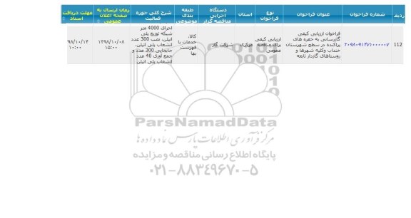 مناقصه گازرسانی به حفره های پراکنده