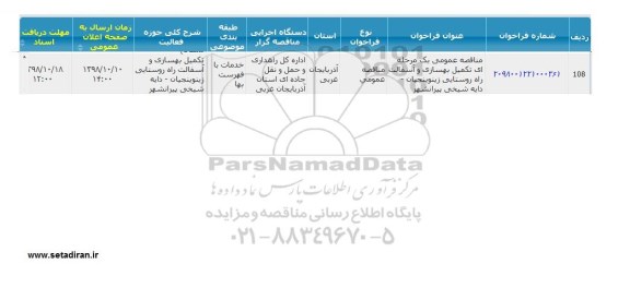 مناقصه بهسازی و آسفالت راه روستایی, سامانه تدارکات الکترونیکی دولت