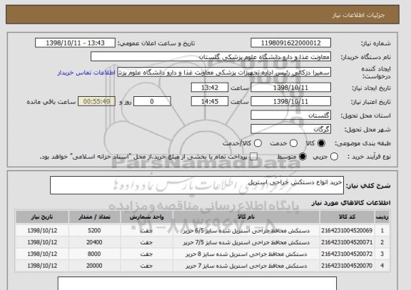 استعلام خرید انواع دستکش جراحی استریل