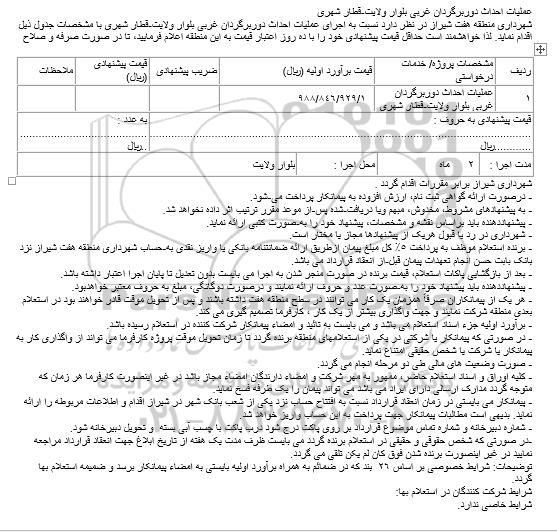 استعلام عملیات احداث دوربرگردان غربی