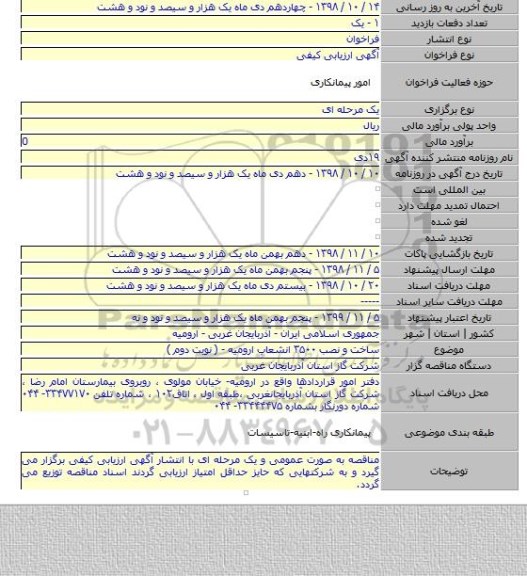 ساخت و نصب ۳۵۰۰ انشعاب ارومیه - ( نوبت دوم )