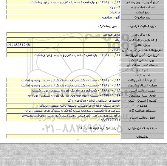 اجرای شبکه جمع آوری فاضلاب توسعه ناحیه صنعتی پرندک
