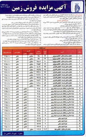 مزایده , مزایده فروش 28 قطعه از زمین های تفکیکی