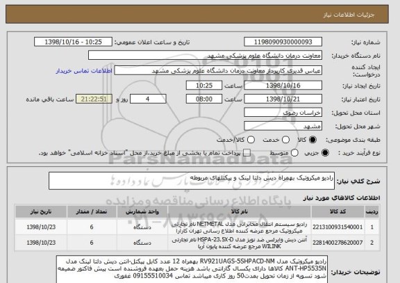 استعلام رادیو میکروتیک بهمراه دیش دلتا لینک و پیکتلهای مربوطه