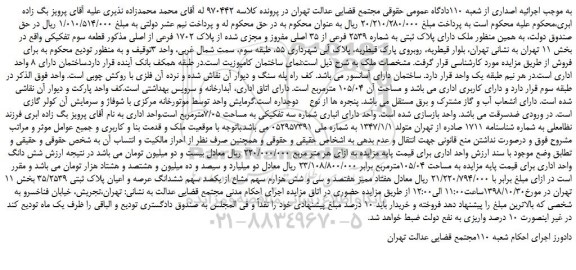 مزایده, مزایده فروش ملک