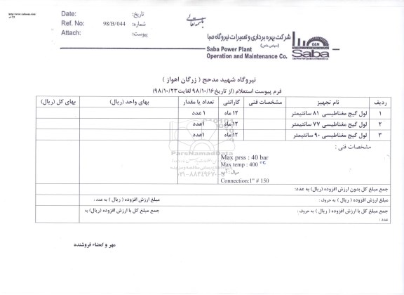 استعلام, استعلام لول گیج مغناطیسی 81 سانتیمتر 