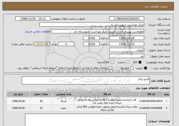 استعلام قندو چای