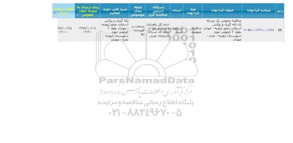 مناقصه, مناقصه لکه گیری و روکش آسفالت محور