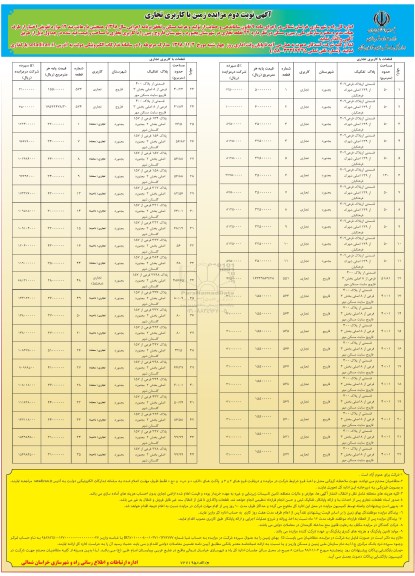 مزایده, مزایده واگذاری 44 قطعه تجای  نوبت دوم 