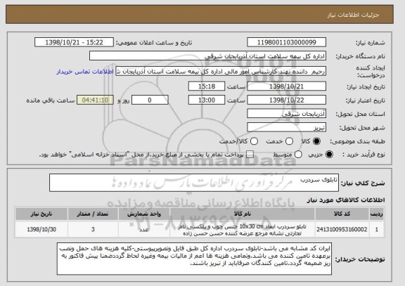 استعلام تابلوی سردرب
