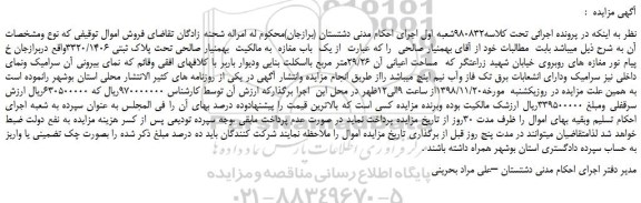 مزایده، مزایده فروش یک باب مغازه
