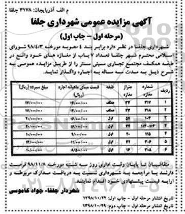 مزایده ، مزایده تعداد 7 باب مغازه