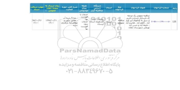 مناقصه ، مناقصه بازسازی خسارت ناشی از سیل