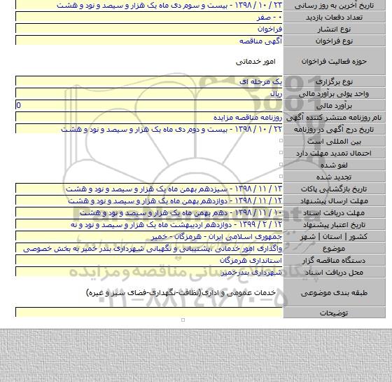 واگذاری امور خدماتی ٬پشتیبانی و نگهبانی شهرداری بندر خمیر به بخش خصوصی