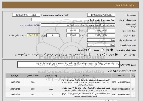 استعلام ردیف یک مهتابی یو 36 وات  ردیف دو لامپ 10 وات led ردیف سه مهتابی کوتاه led ده وات 
