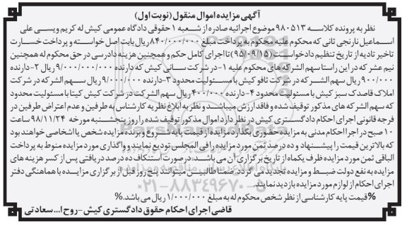 آگهی مزایده، مزایده سهام