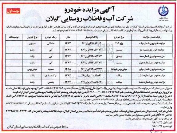 مزایده, مزایده خودرو