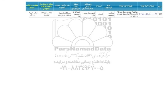 مناقصه جدولگذاری بلوار خیابان 