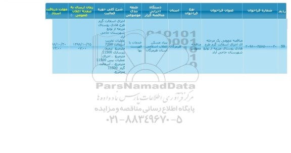 مناقصه ، مناقصه  اجرای آسفالت گرم طرح هادی