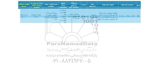 مناقصه , مناقصه  بازسازی خسارت ناشی از سیل به کانال های