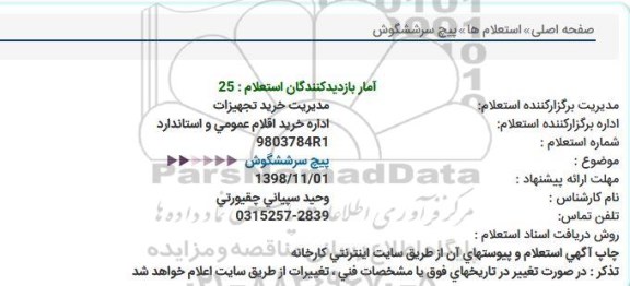 استعلام، استعلام پیچ سر ششگوش