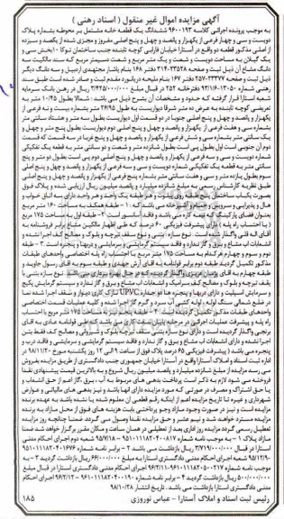 مزایده مزایده ششدانگ یک قطعه خانه 261 متر