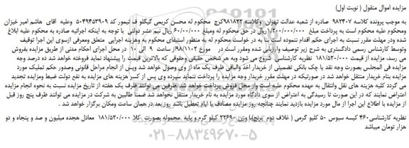 مزایده، مزایده فروش 460 کیسه سبوس 50 کلیو گرمی ( غلاف دوم  برنج)با وزن 22690 کیلو گرم 