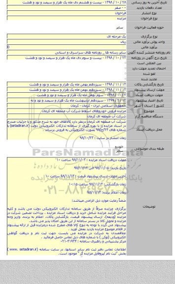 مزایده فروش خودروهای اسقاط شرکت آب منطقه ای کرمان