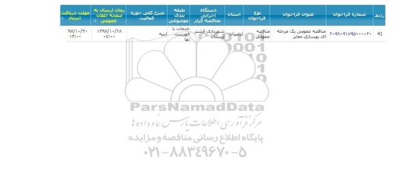 مناقصه بهسازی معابر, سامانه ستاد